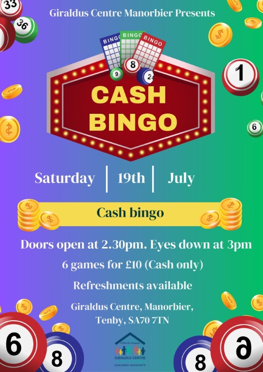 Cash Bingo at Giraldus Centre Manorbier