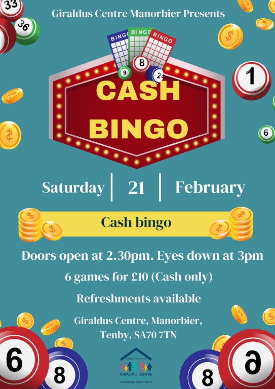 Cash Bingo at Giraldus Centre Manorbier