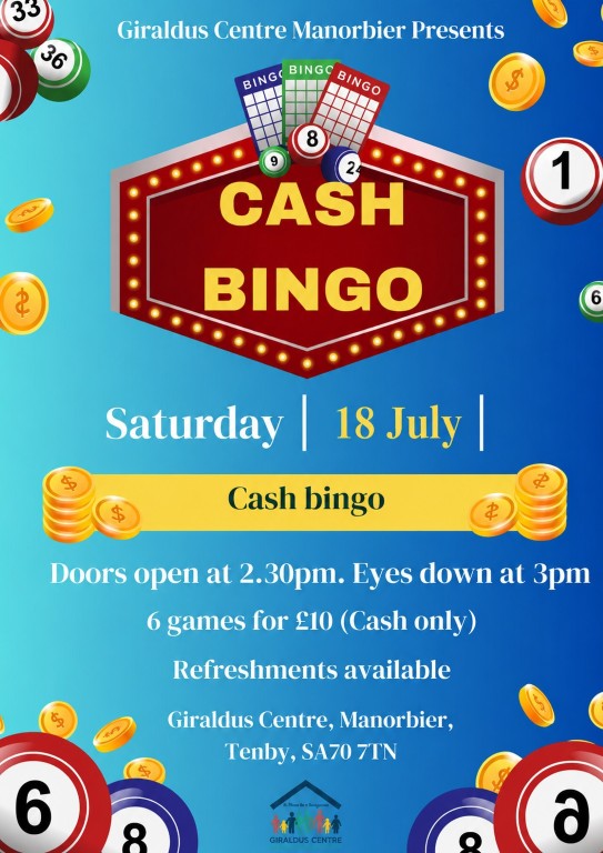Cash Bingo at Giraldus Centre Manorbier