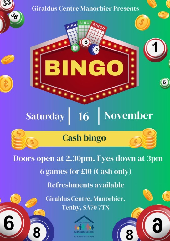 Cash Bingo at Giraldus Centre Manorbier