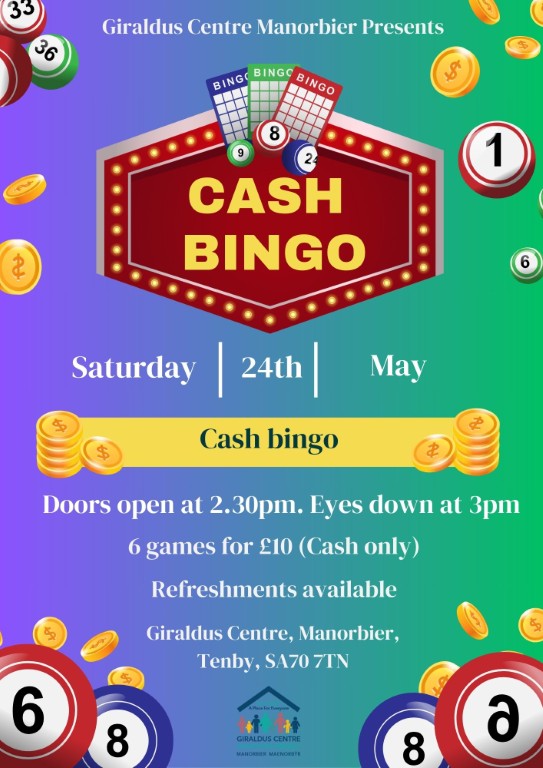 Cash Bingo at Giraldus Centre Manorbier