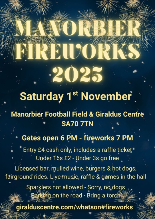 Manorbier Fireworks 2025 at Giraldus Centre Manorbier