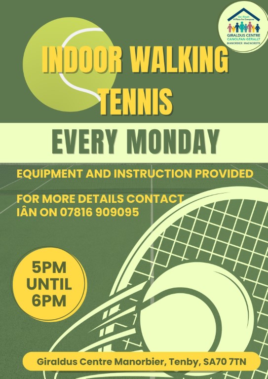 Indoor Walking Tennis at Giraldus Centre Manorbier