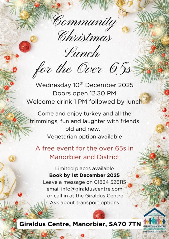 Christmas Lunch 2025 at Giraldus Centre Manorbier